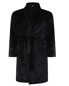 Bigdude Plain Fleece Dressing Gown Black