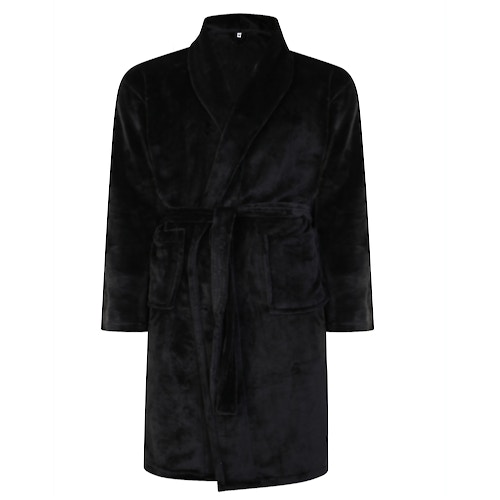 Bigdude Plain Fleece Dressing Gown Black
