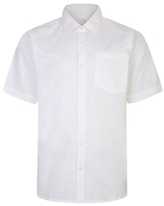 Bigdude Short Sleeve Linen Style Woven Shirt White
