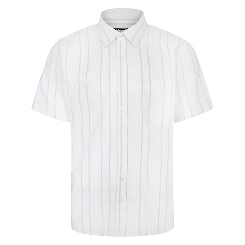 Bigdude Lightweight Short Sleeve Striped Summer Shirt White Tall Fit