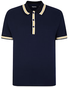 Bigdude Kontraststreifen-Poloshirt Marineblau Tall