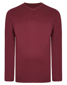 Bigdude Long Sleeve Grandad T-Shirt Burgundy
