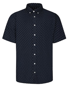 Bigdude Button Down Flower Short Sleeve Shirt Navy Tall