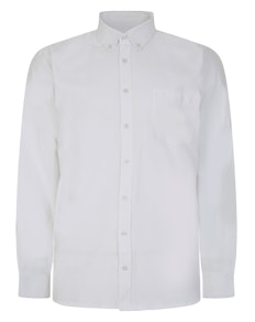 Bigdude Button-Down-Oxford-Langarmhemd, weiß, groß
