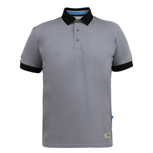 D555 Prinstead Pique Polo Shirt With Ribbed Collar And Cuffs Grey/Black