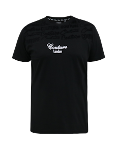 D555 Colbear T-Shirt mit Rundhalsausschnitt und Flockdruck in Schwarz