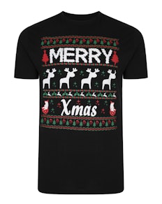 Bigdude Merry Xmas Print T-Shirt Schwarz