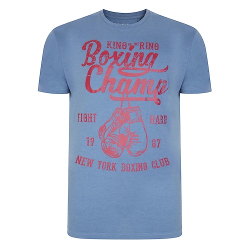 Bigdude Boxing Champ Print T-Shirt Denim Marl