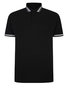 Bigdude Jacquard Contrast Pique Polo Shirt Black