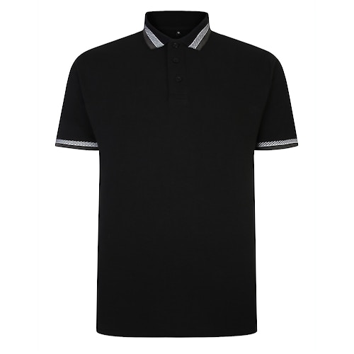 Bigdude Jacquard Contrast Pique Polo Shirt Black
