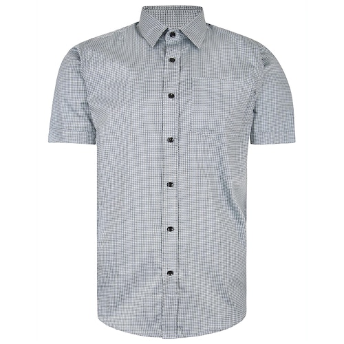 Bigdude Short Sleeve Cotton Woven Circle Design Shirt Grey/Black Tall