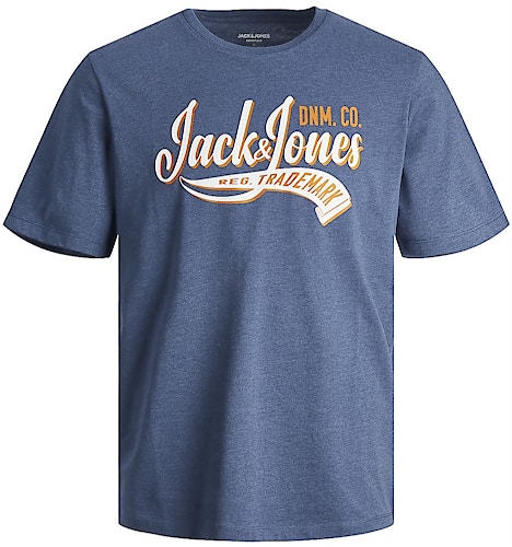 Jack & Jones – Bedrucktes T-Shirt „Ensign Blue Melange“