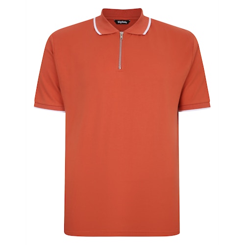Bigdude – Poloshirt mit Reißverschluss, Orange, Größe T