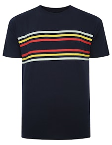 Bigdude T-Shirt mit Streifen auf der Brust, Marineblau, Groß