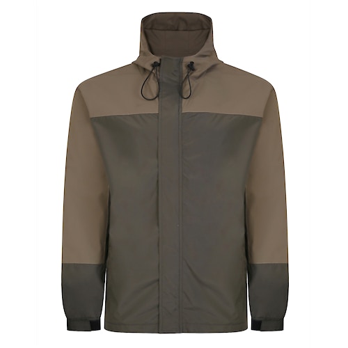 Bigdude Contrast Panel Showerproof Hooded Jacket Khaki
