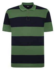 Bigdude Rugby Style Short Sleeve Polo Shirt Deep Green/Navy Tall