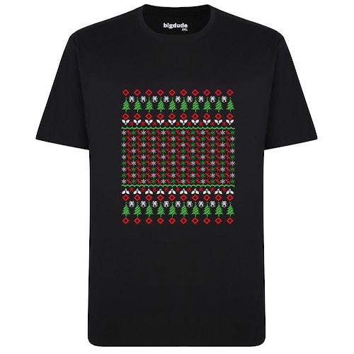 Bigdude Christmas Pattern T-Shirt Black Tall