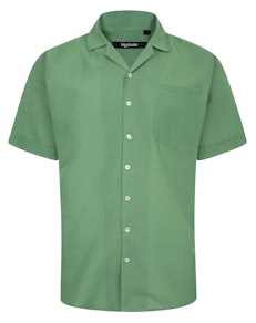 Bigdude Light Linen Touch Short Sleeve Shirt Green Tall