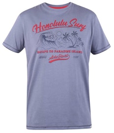 D555 Harble Honolulu Surf Print T-Shirt Blue