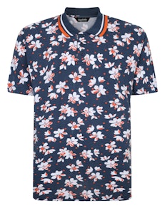 Bigdude Flower Print Polo Shirt Navy