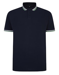 Bigdude Jacquard Contrast Pique Polo Shirt Navy