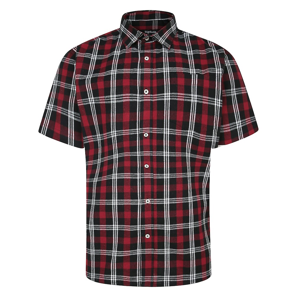 Bigdude Short Sleeve Check Shirt Red | BigDude