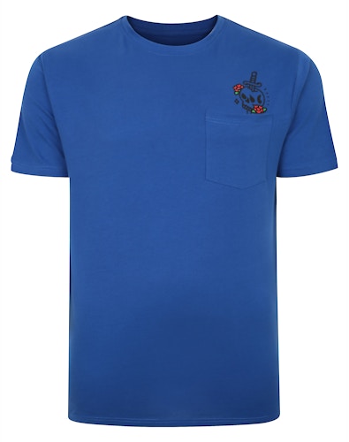 Bigdude T-Shirt mit Totenkopf-Print und Tasche, tiefblau
