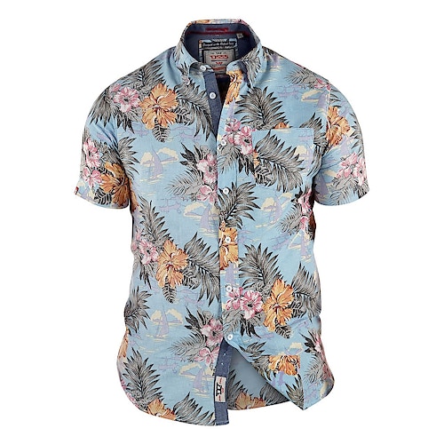 D555 Hawaiian Leaf Print Shirt