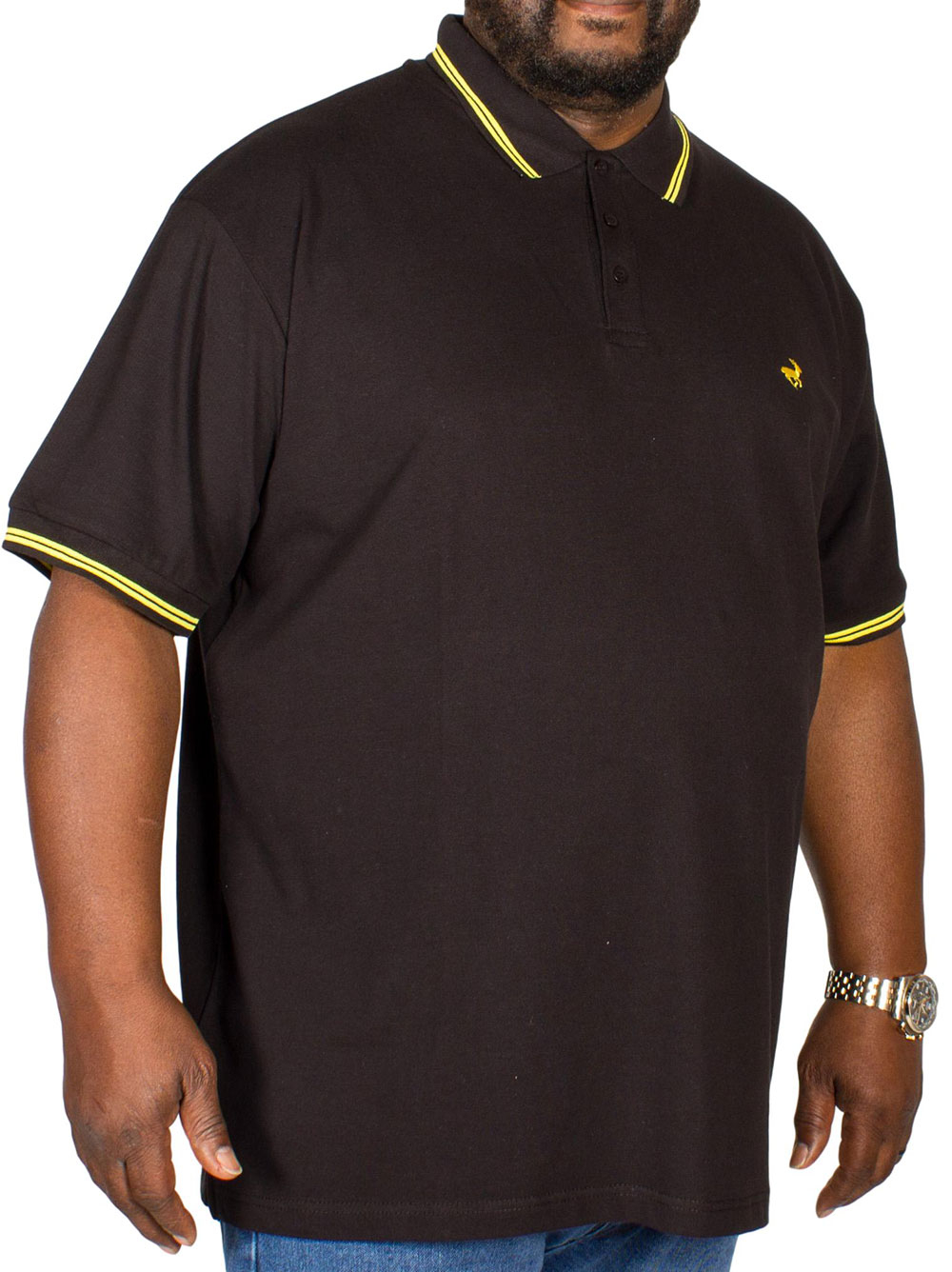 black polo shirt yellow trim