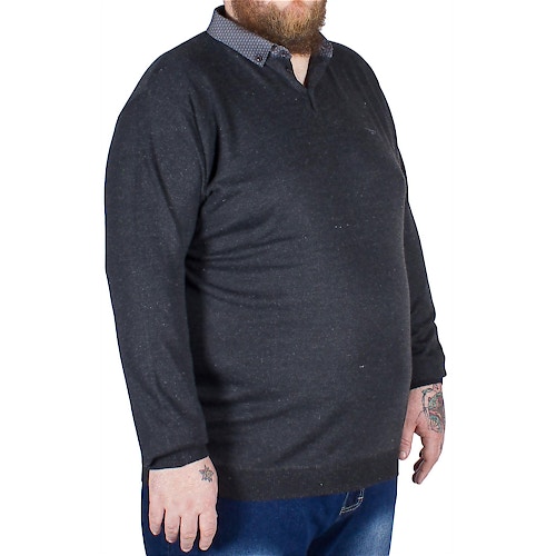 D555 Bennet Shirt Collar Sweater Charcoal