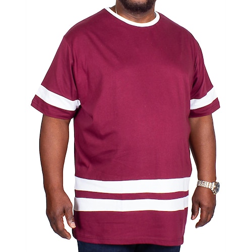 Bigdude Contrast Stripe T-Shirt Burgundy