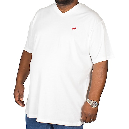 Bigdude Signature T-Shirt mit V-Ausschnitt Weiß