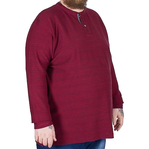 D555 Dean Long Sleeved Grandad T-Shirt Burgundy