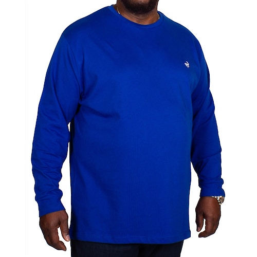 Bigdude Long Sleeve Crew Neck T-Shirt Royal Blue Tall