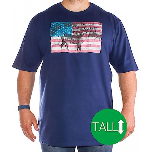 Bigdude USA Antilopen Print T-Shirt Marineblau - Tall Fit