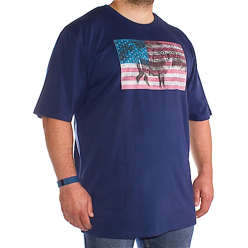 Bigdude USA Antilopen Print T-Shirt Marineblau 
