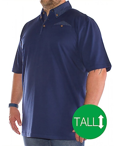 Bigdude Polka Dot Polo Shirt Navy - Tall