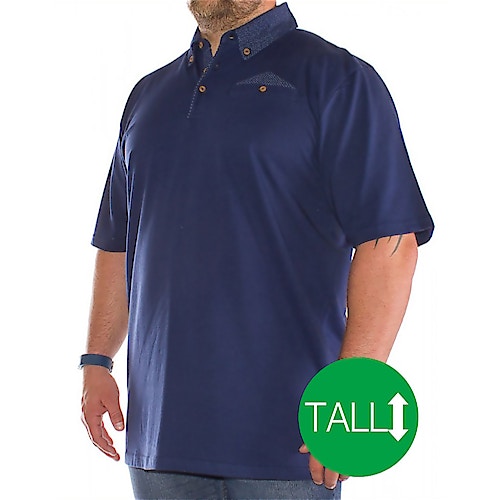 Bigdude Polka Dot Polo Shirt Navy - Tall