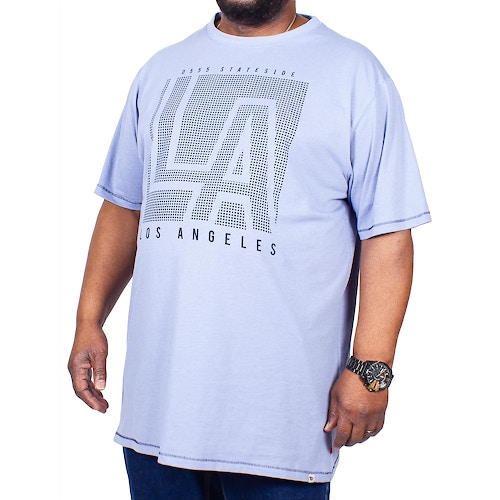 D555 Crosby 'LA' Dot Print Crew Neck T-Shirt Blue