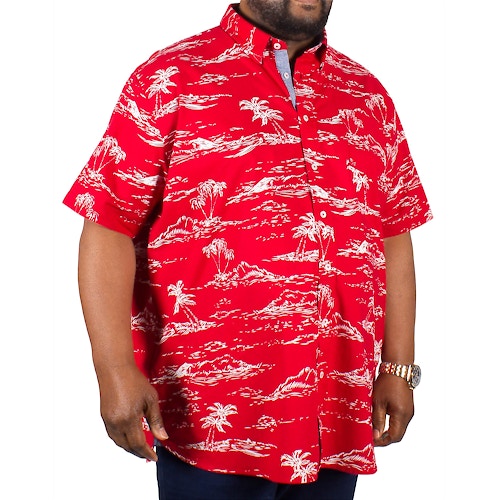 D555 Nestor Hawaiian Short Sleeved Shirt - Red