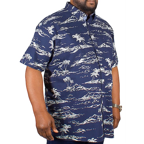 D555 Nestor Hawaiian Short Sleeved Shirt - Navy