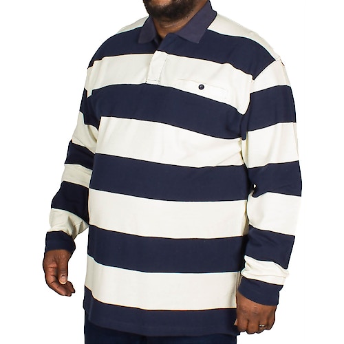 KAM Long Sleeve Rugby Pique Polo Navy