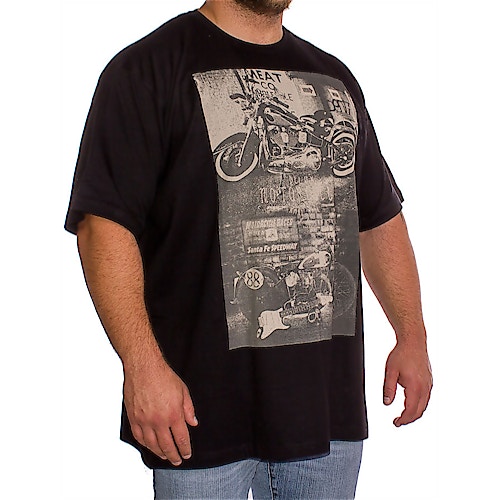 Espionage Black Motorcycle Print T-shirt