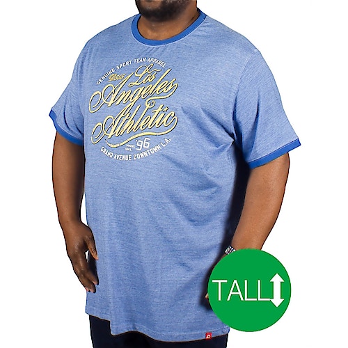 D555 Irvin ' Los Angeles Athletic' Print T-Shirt - Blue Tall