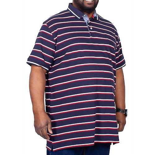 D555 Holmes Stripe Polo Shirt with Pocket Navy