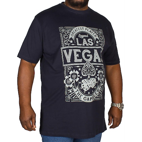Espionage T-Shirt mit Las Vegas Print Dunkelblau