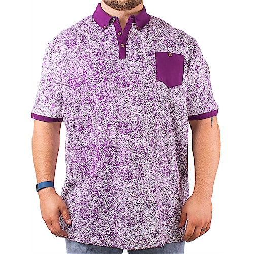 D555 Milton Leaf Print Polo Shirt Grape