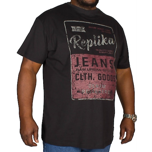 Replika Jeans Print T-Shirt Schwarz