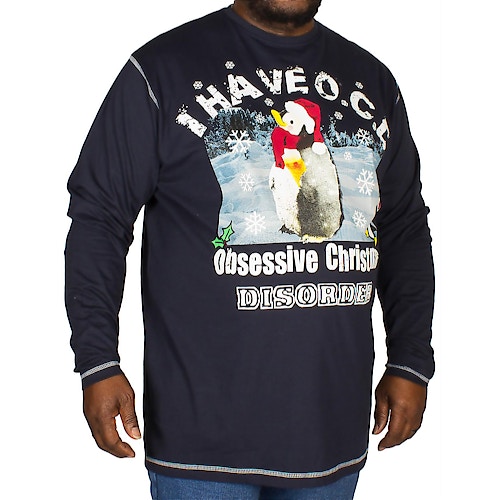 Cotton Valley OCD Christmas Print T-Shirt Navy