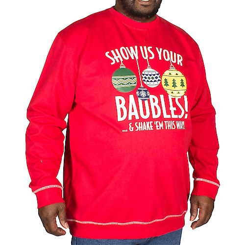 D555 Baubles Print Christmas Sweatshirt Red